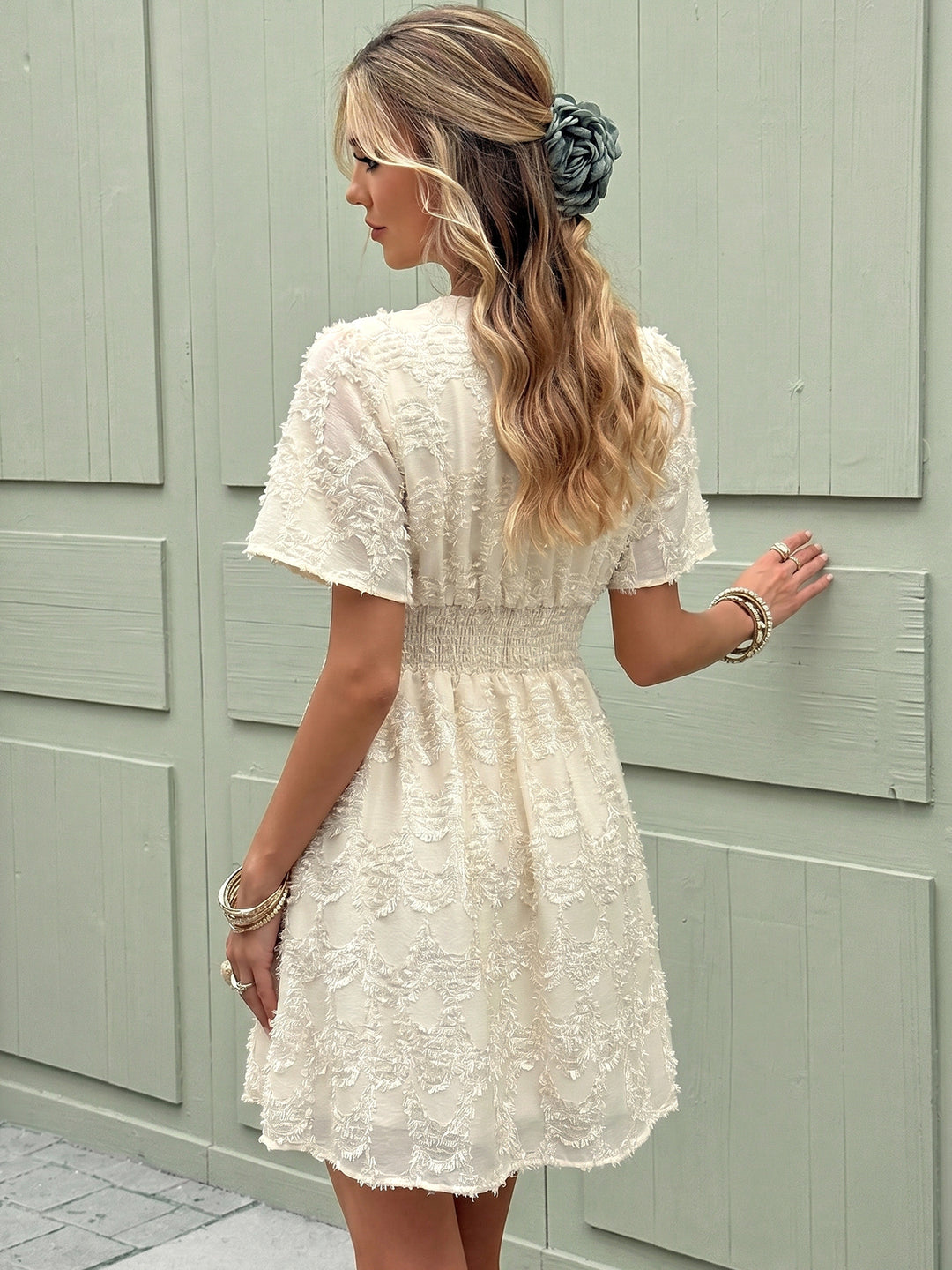 Coastal Lace Textured Mini Dress