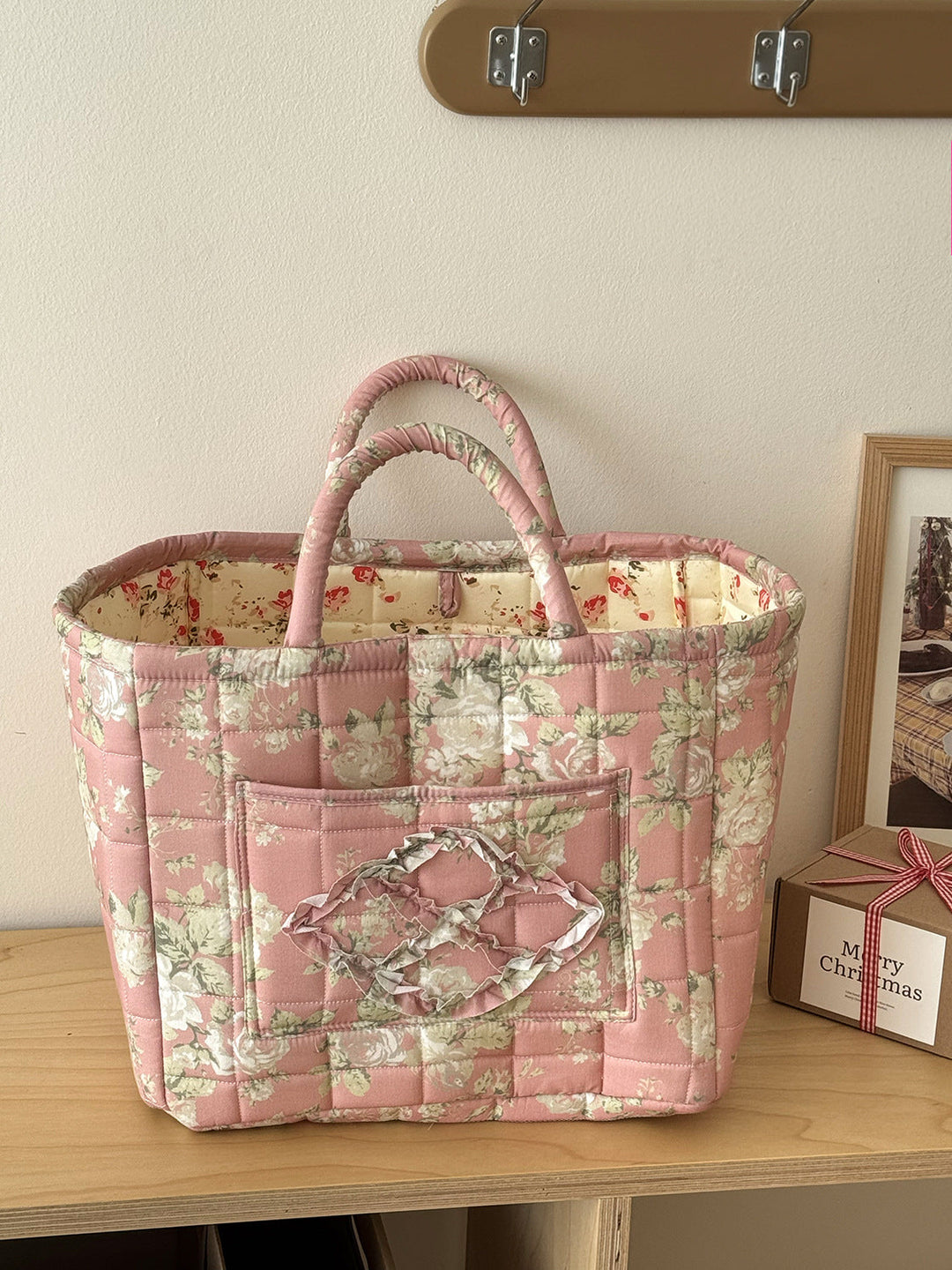 Quilted Floral Soft Side Storage Tote