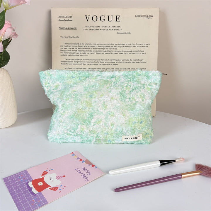 Textured Floral Cosmetic Pouch