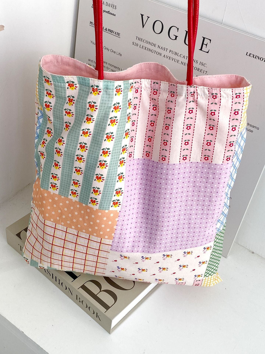 Reversible Patchwork Print Everyday Tote Bag