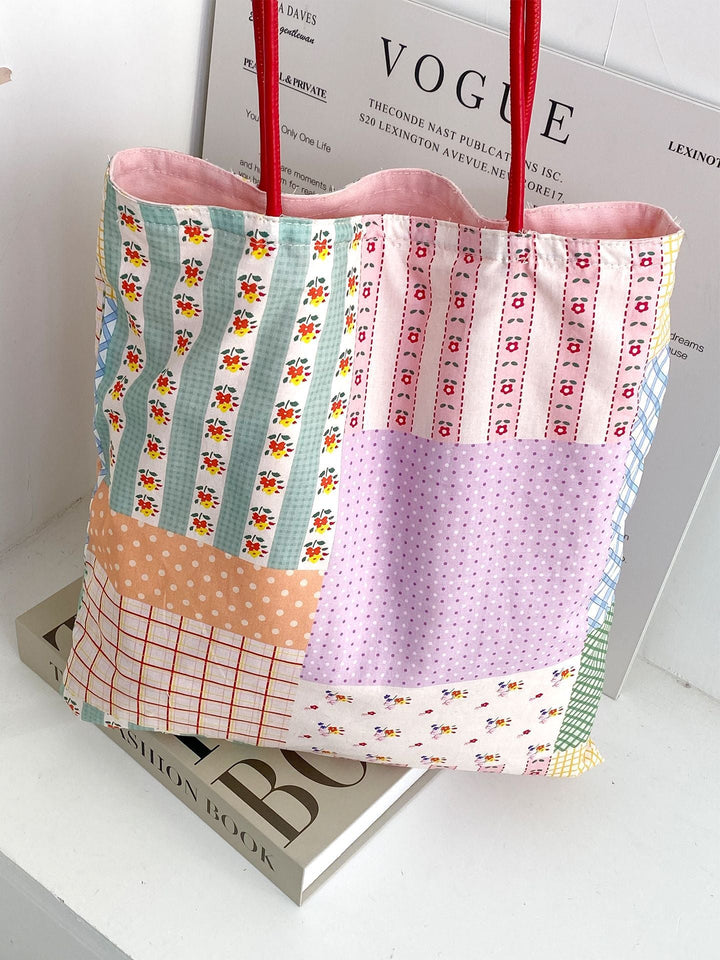 Reversible Patchwork Print Everyday Tote Bag