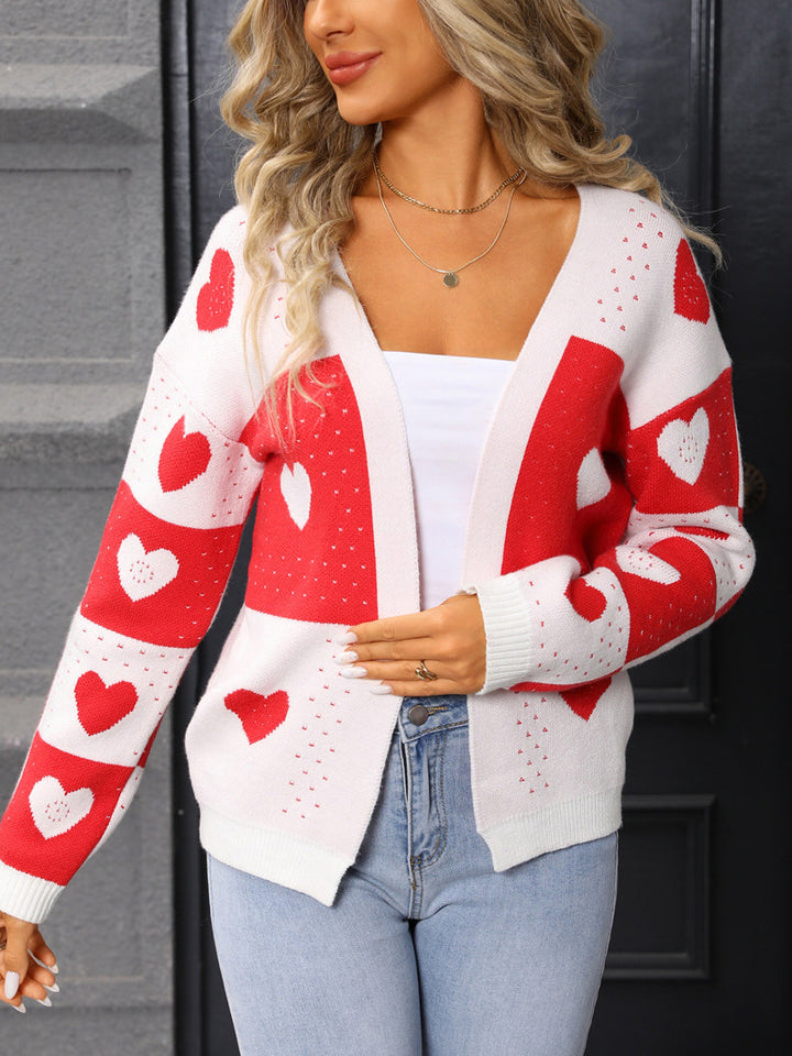 Heart Checker Print Cardigan