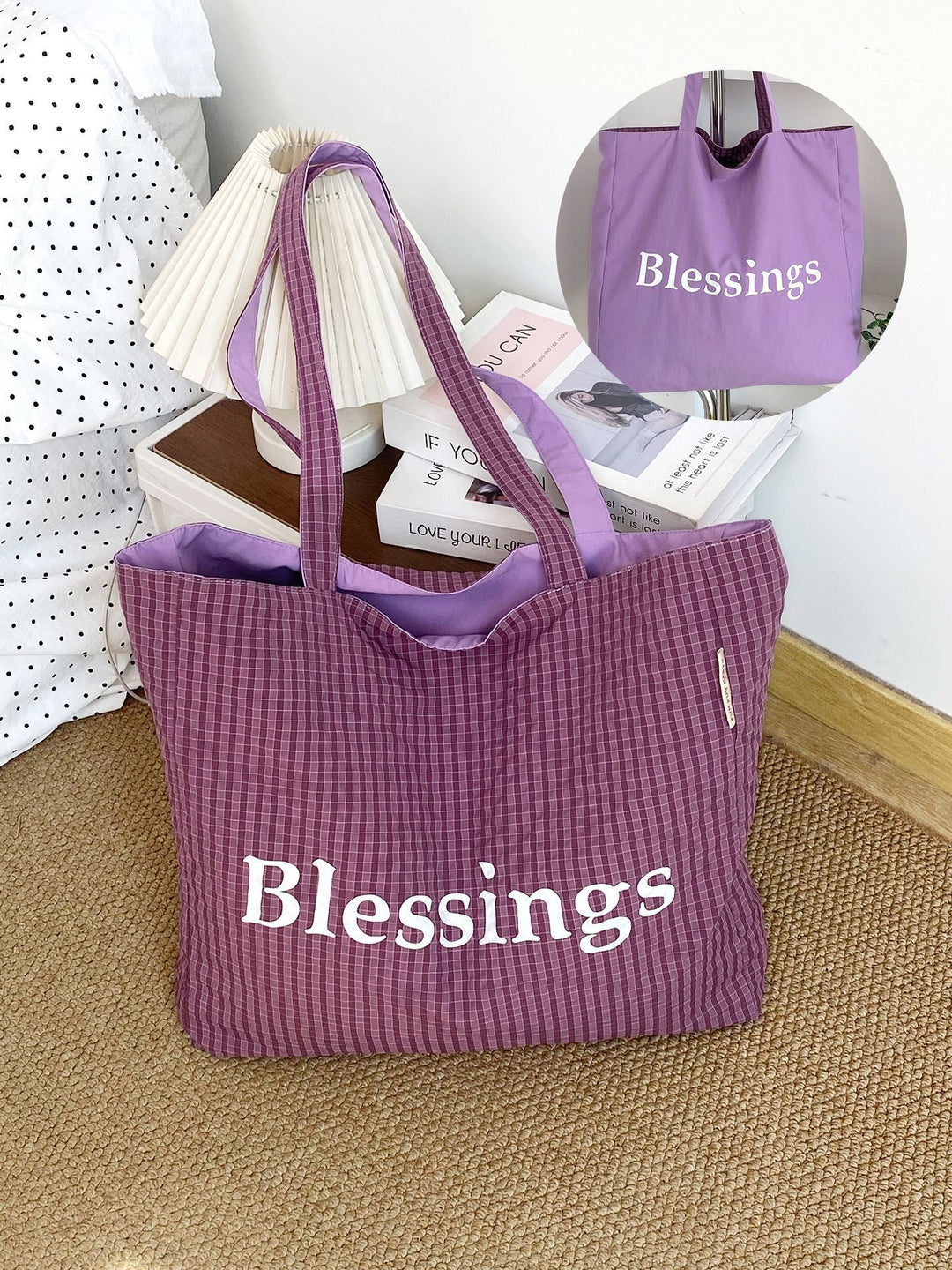 “Blessings” Reversible Stripe Everyday Carryall Tote