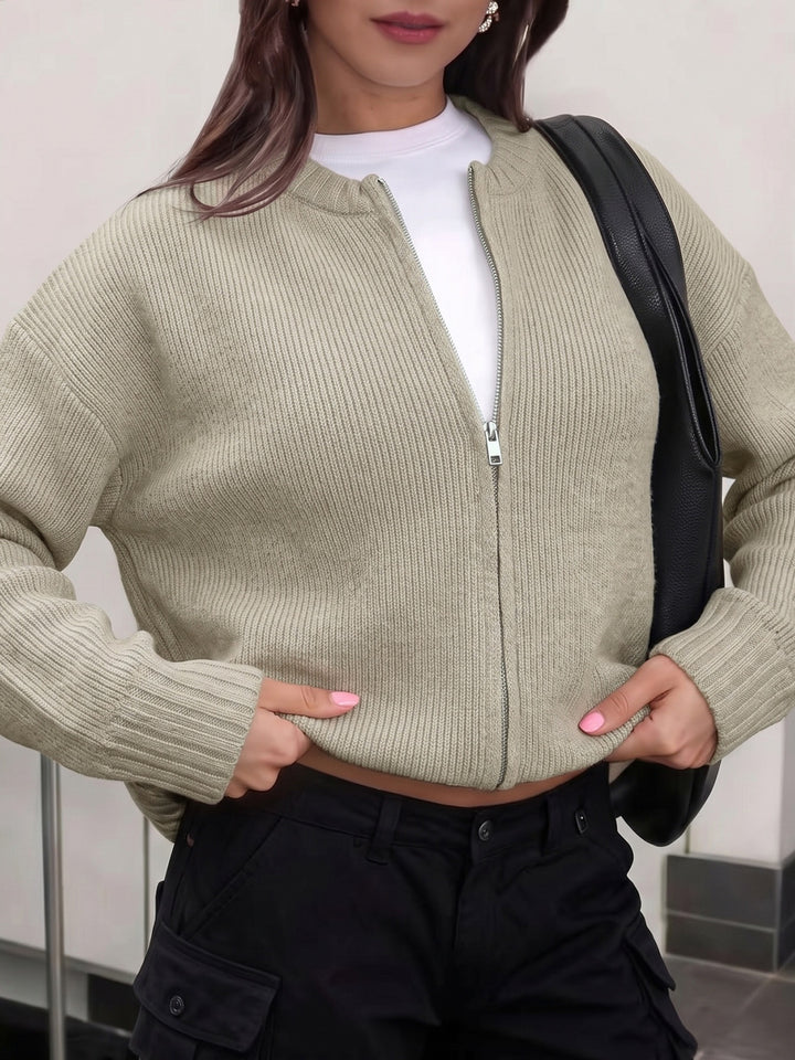 Everyday Zip-Up Knit Cardigan