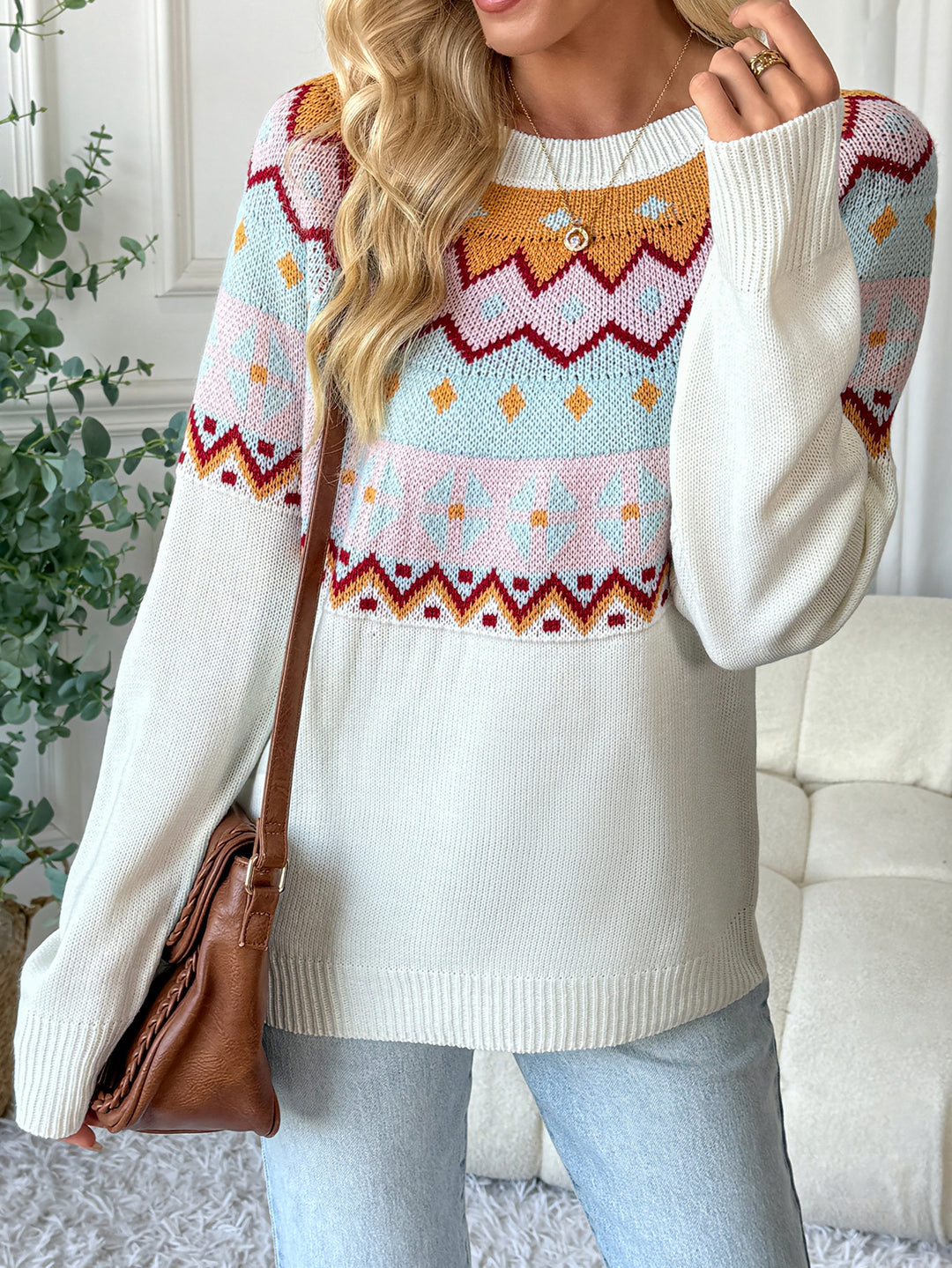 Colorful Fair Isle Geometric Sweater