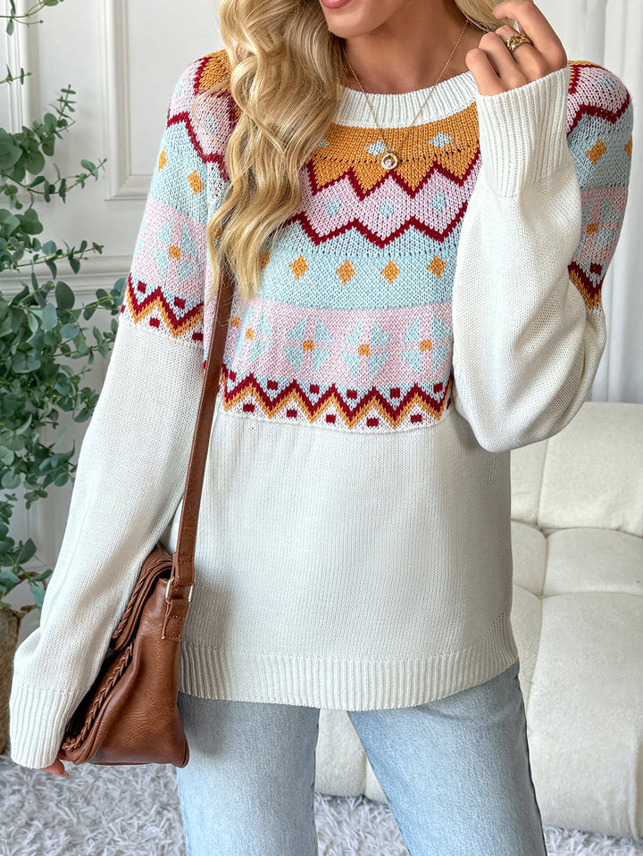 Colorful Fair Isle Geometric Sweater