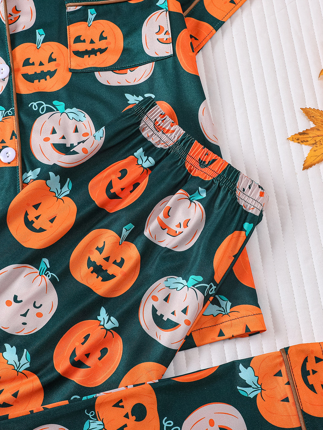 Happy Pumpkin Short Sleeve Pajama Pant Set