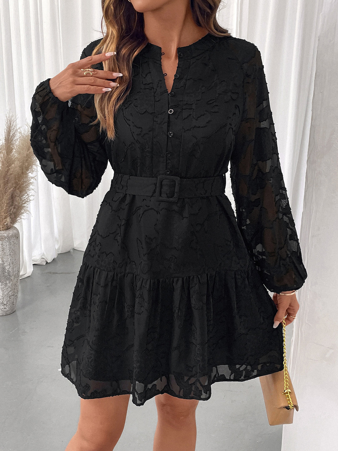 Floral Burnout Tiered Dress