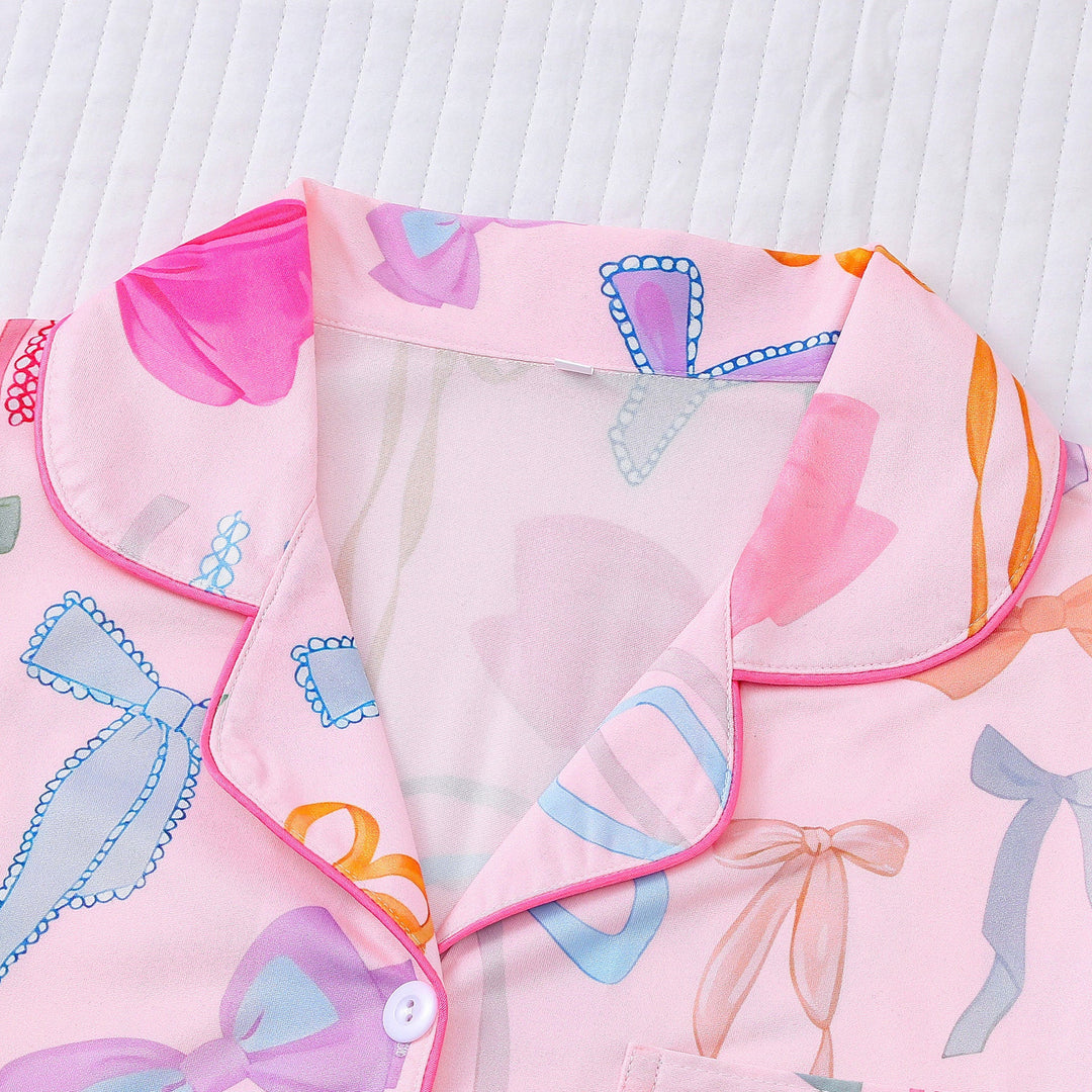 Colorful Coquette Bow Print Pajama Set