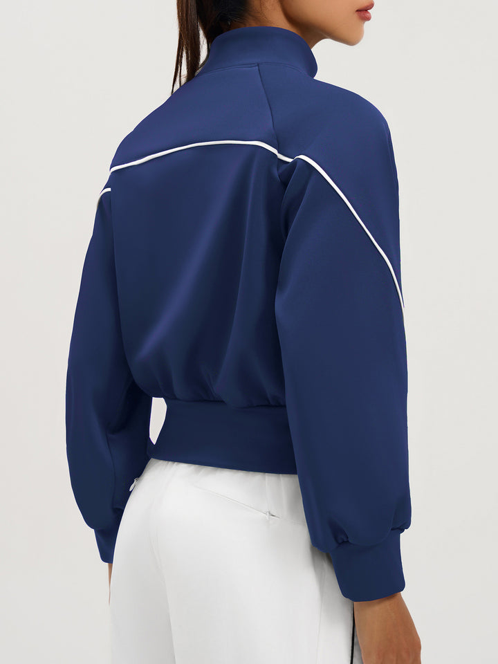 Piping Detail Fleece Lined Active Jacket