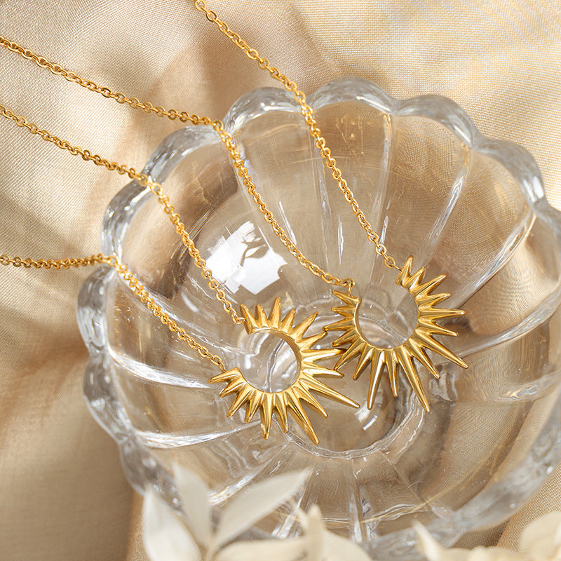 Golden Sunburst Pendant Necklace