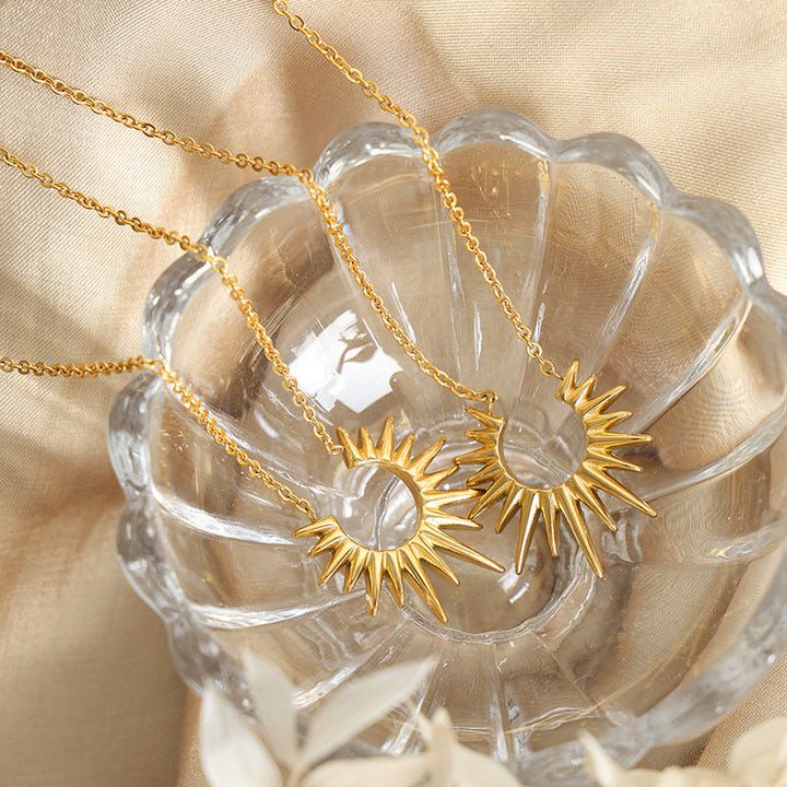 Golden Sunburst Pendant Necklace