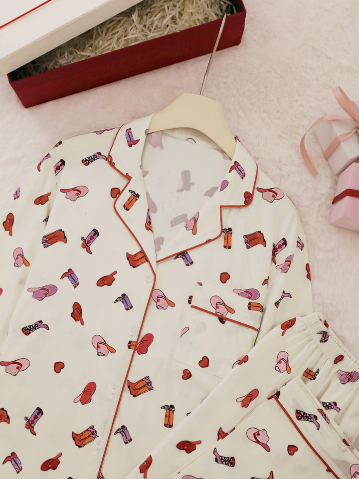 Western Cowgirl Print Long Sleeve Pajama Set