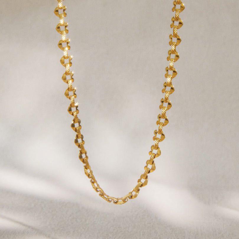 Gold Heart Link Chain Necklace