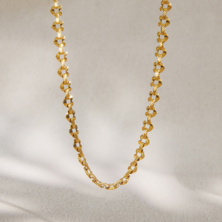 Gold Heart Link Chain Necklace