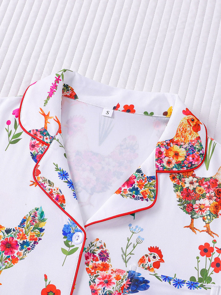 Garden Floral Chicken Pajama Set