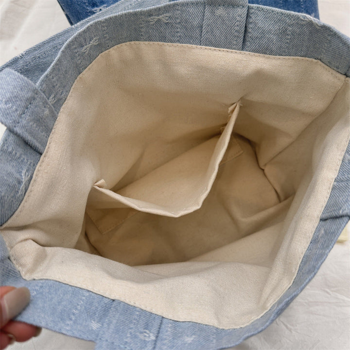 Coquette Bow Denim Tote Bag