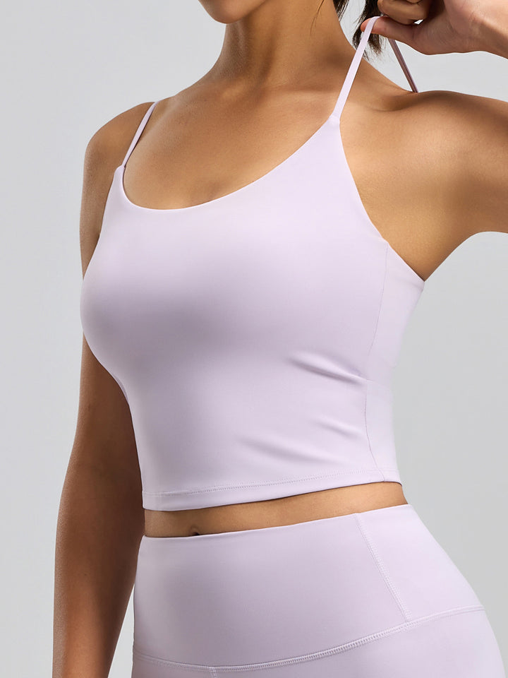 Long Line Thin Strap Padded Sports Bra