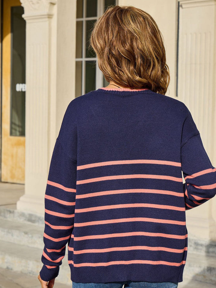 Bow Tie Front Stripe Sweater