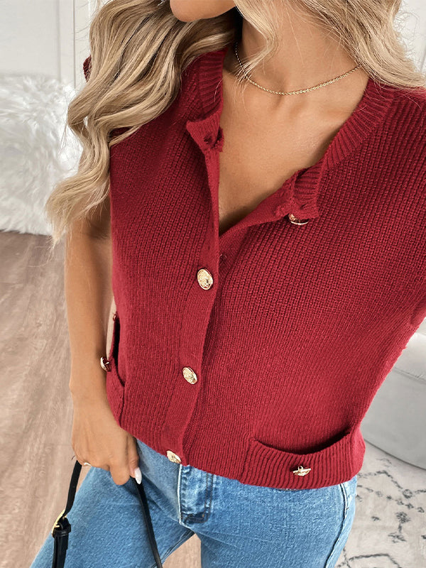 Button Down Sleeveless Sweater