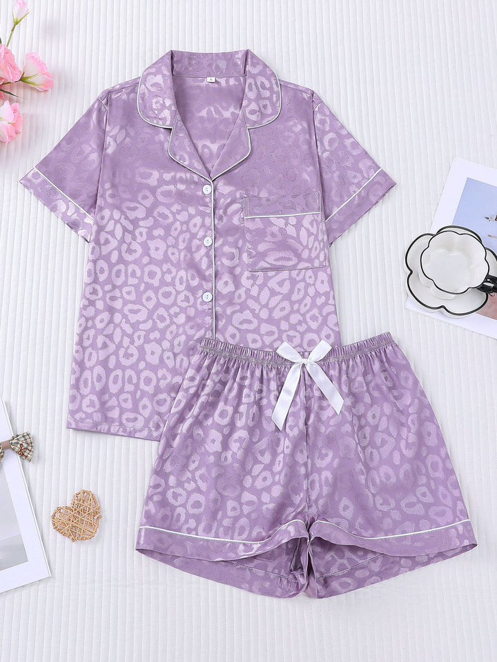 Leopard Print Silky Pajama Set