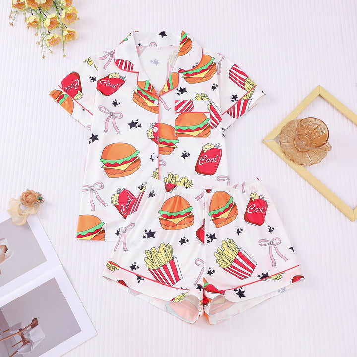 Burger & Fries Print Pajama Set