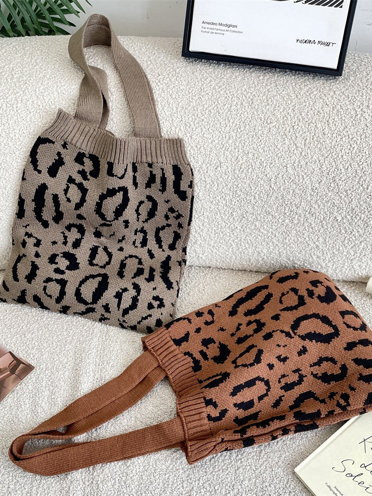 Leopard Knit Tote Bag