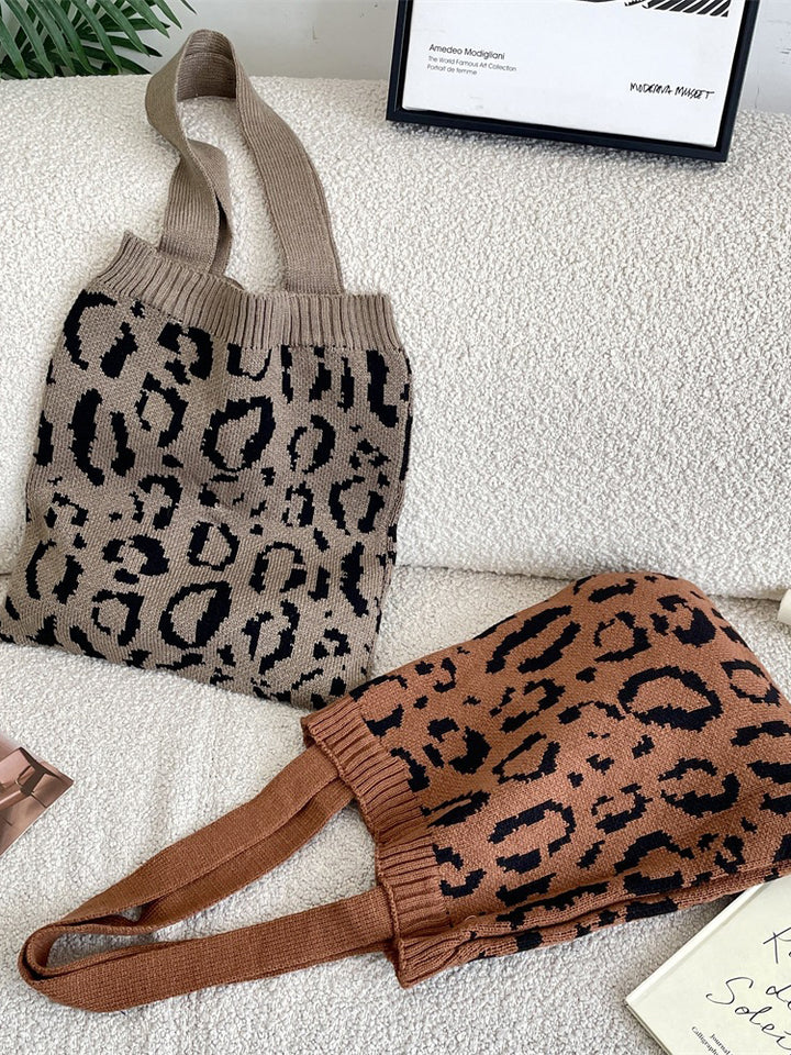 Leopard Knit Tote Bag