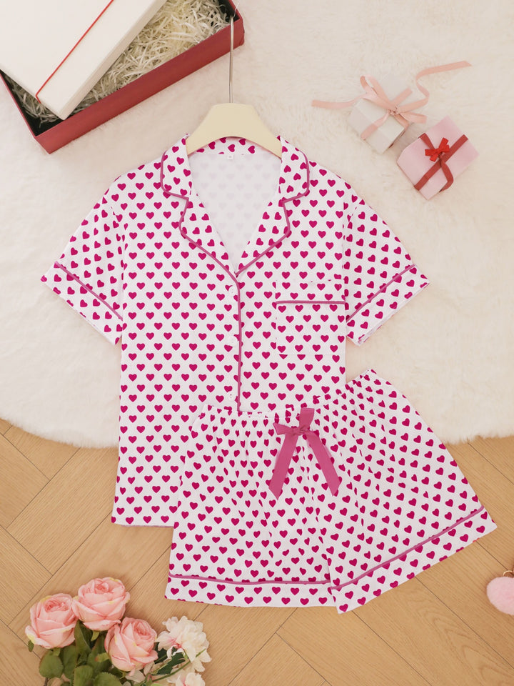 Heart Pattern Pajama Set