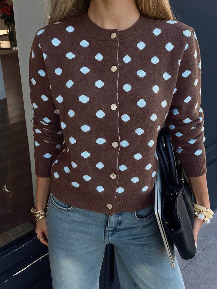 Chocolate Blue Polka Dot Knit Cardigan