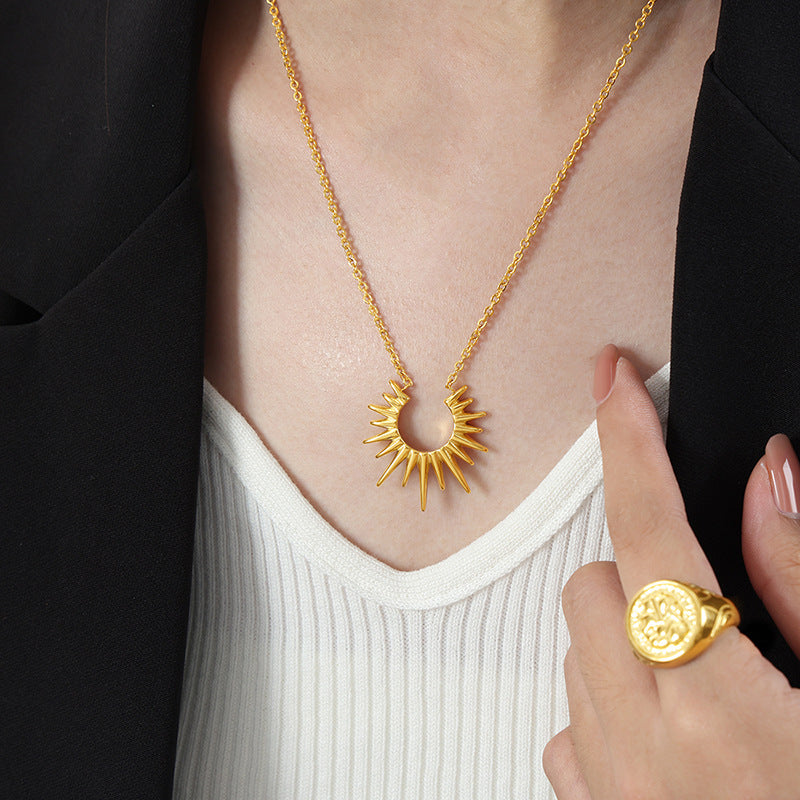 Golden Sunburst Pendant Necklace