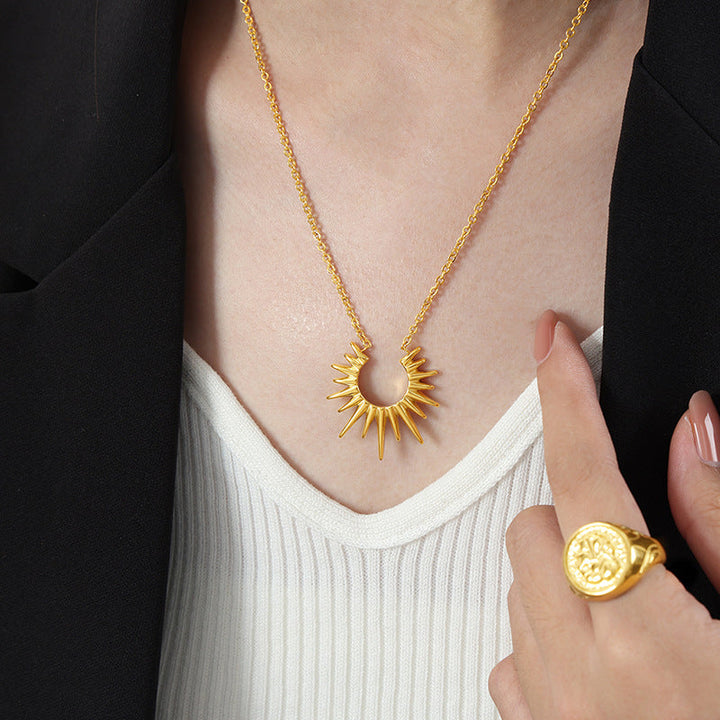 Golden Sunburst Pendant Necklace
