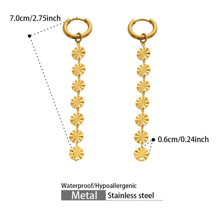 Gold Disc Drop Huggie Earrings