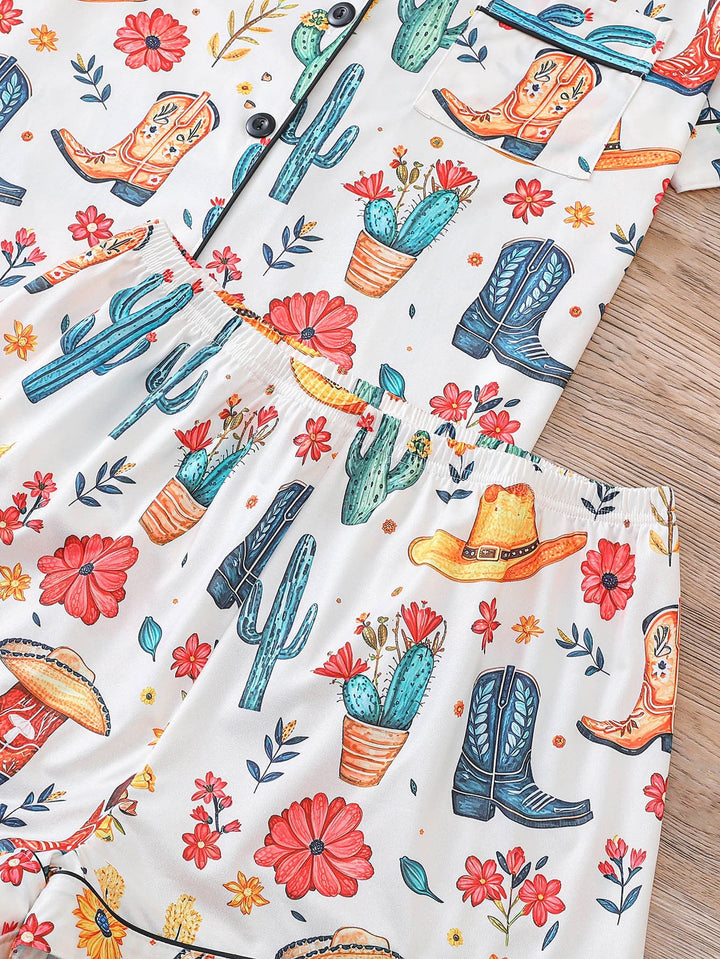 Cowboy Western Print Pajama Set