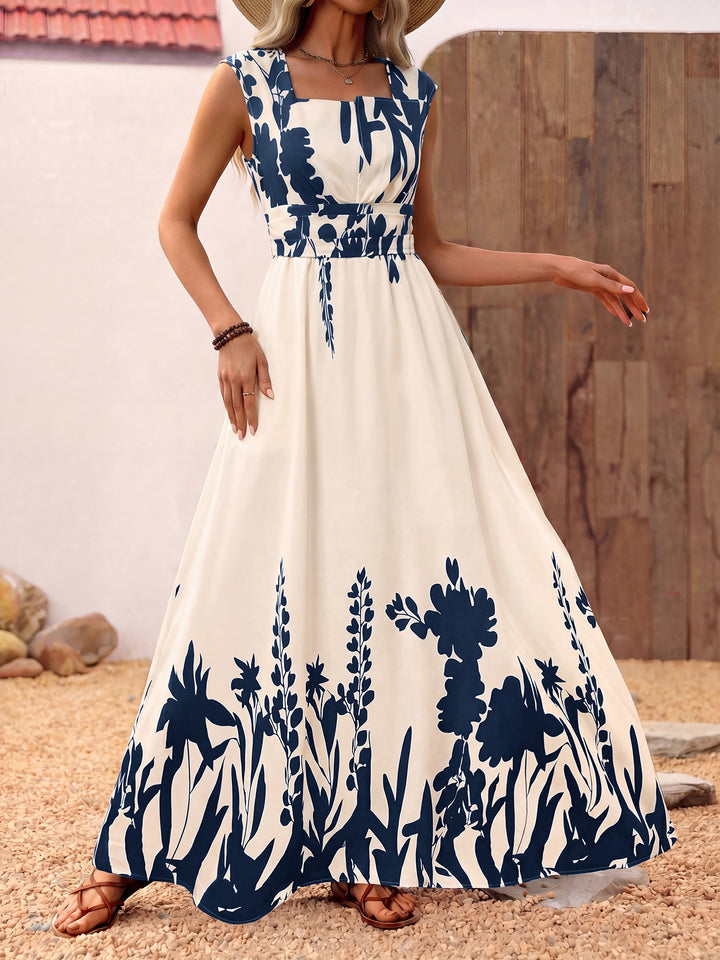 Coastal Floral Asymmetrical Maxi Dress