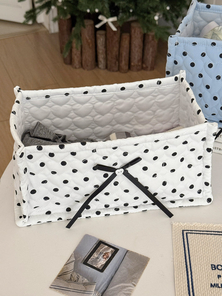 Ribbon Detail Polka Dot Storage Basket