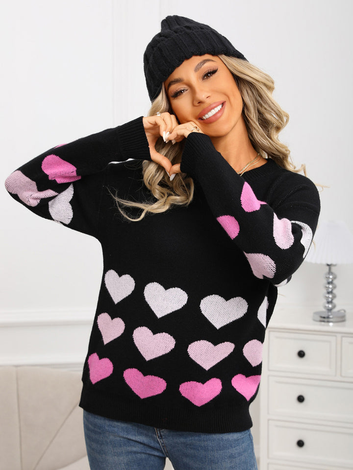 Ombre Heart Print Sweater