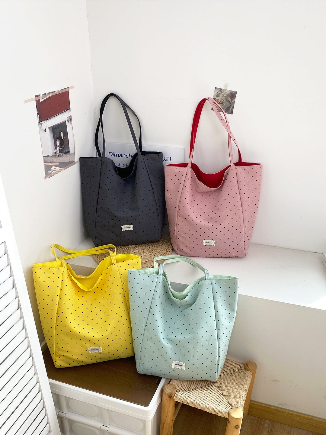 Reversible Polka Dot Everyday Tote Bag