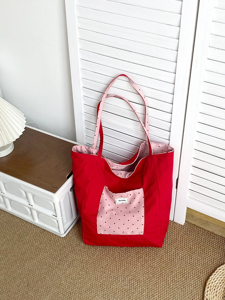 Reversible Polka Dot Everyday Tote Bag