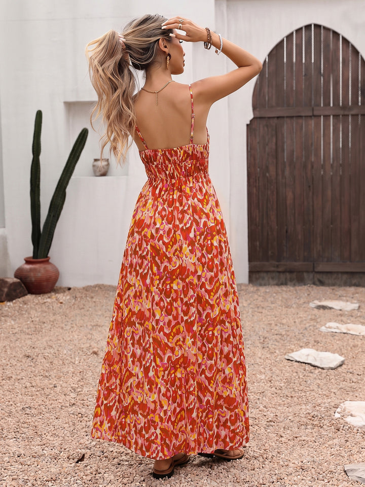 Sunset Mosaic Smocked Maxi Dress