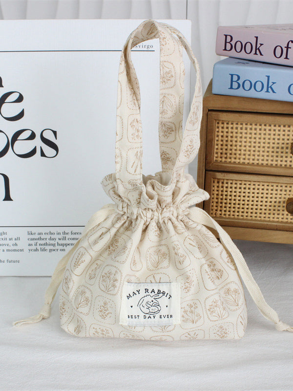 Floral Drawstring Handbag