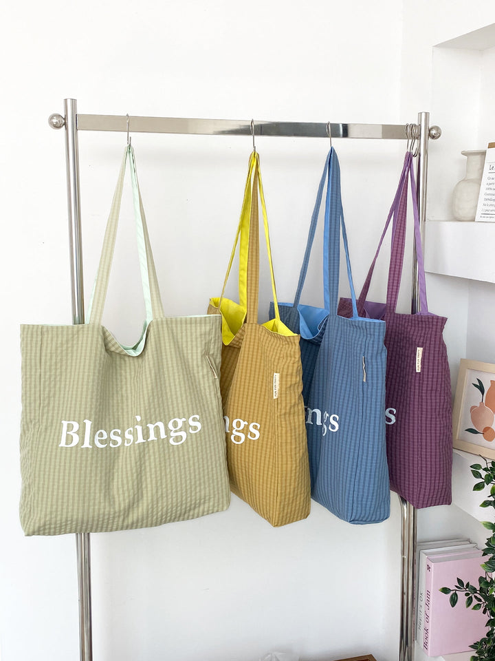 “Blessings” Reversible Stripe Everyday Carryall Tote