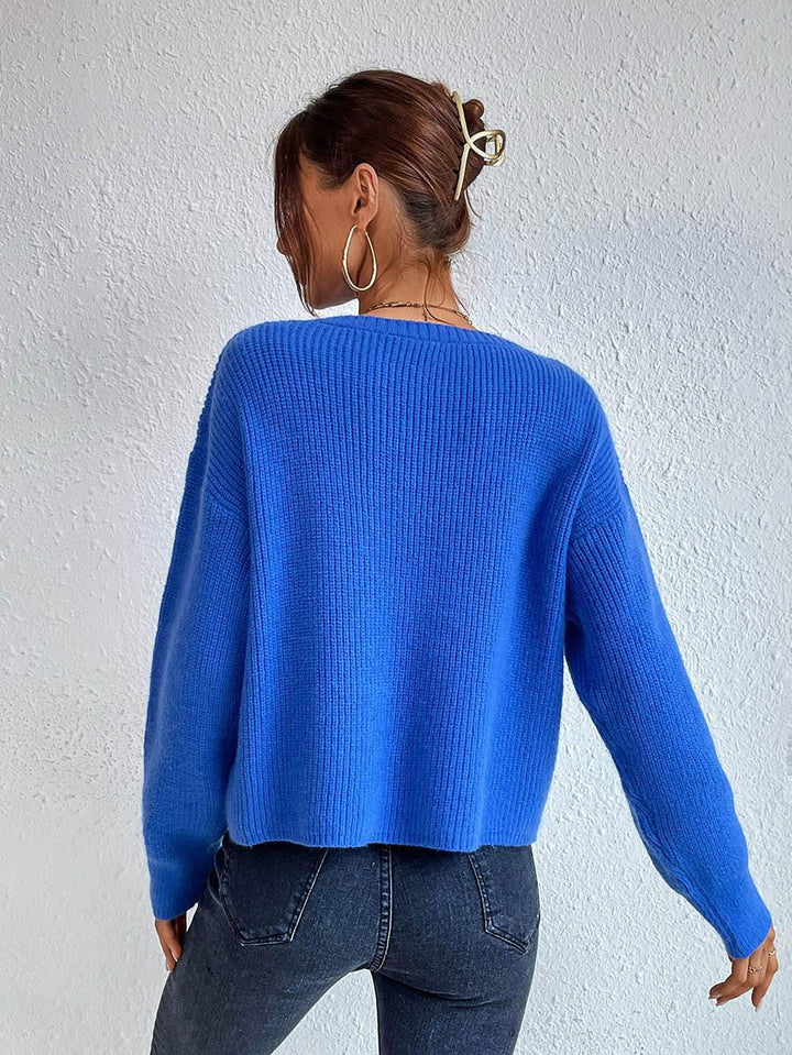 Solid Color Knit Sweater