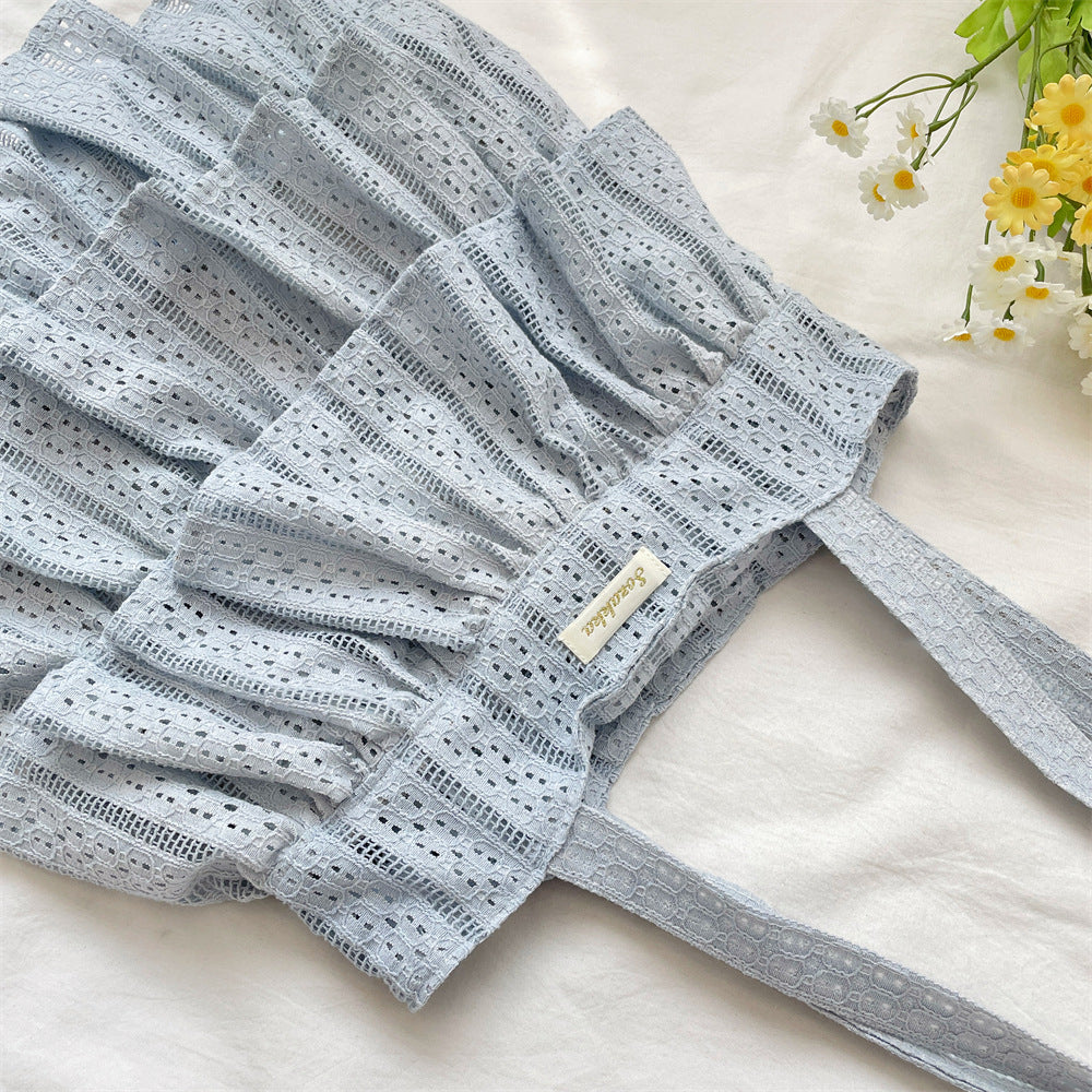 Ruffle Lace Tiered Tote Bag