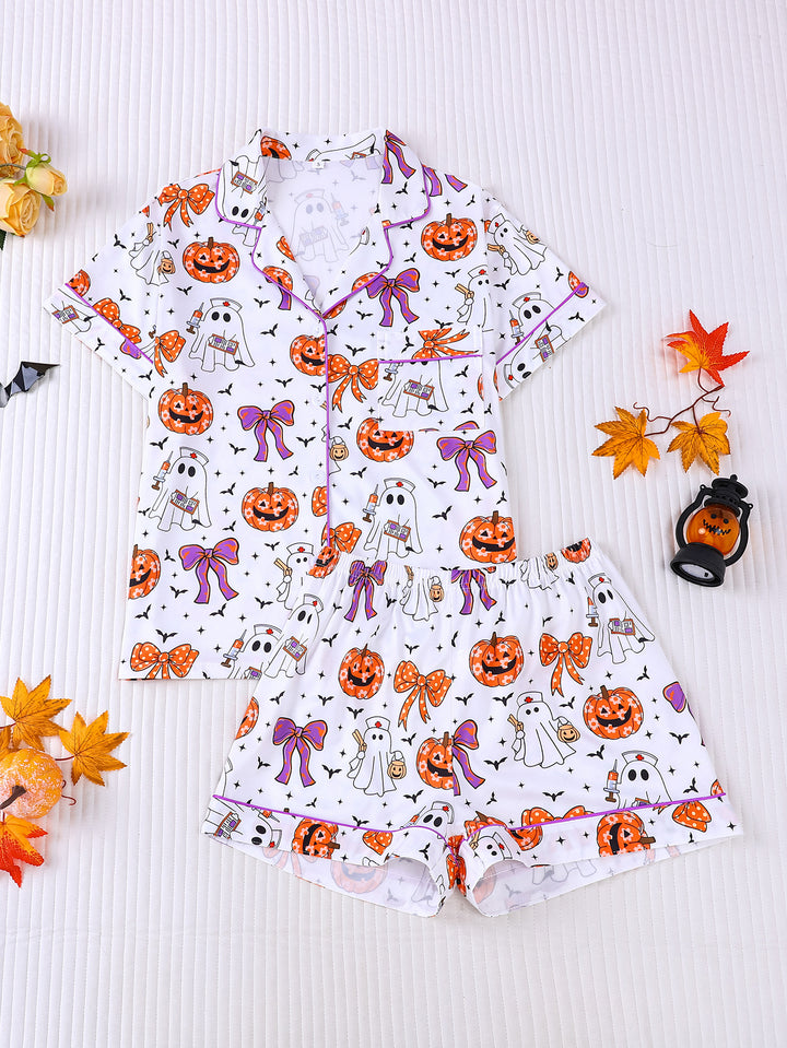 Boo Crew Nurse Halloween Short Pajama Set