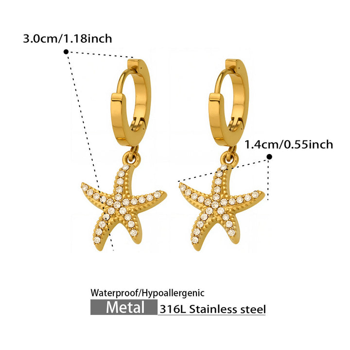 Pavé Starfish Huggie Hoop Earrings