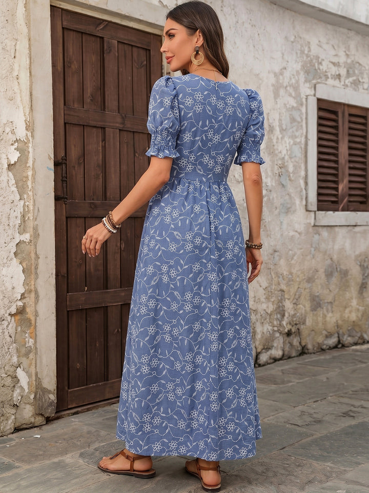 Bluebell Bloom Embroidered Maxi Dress