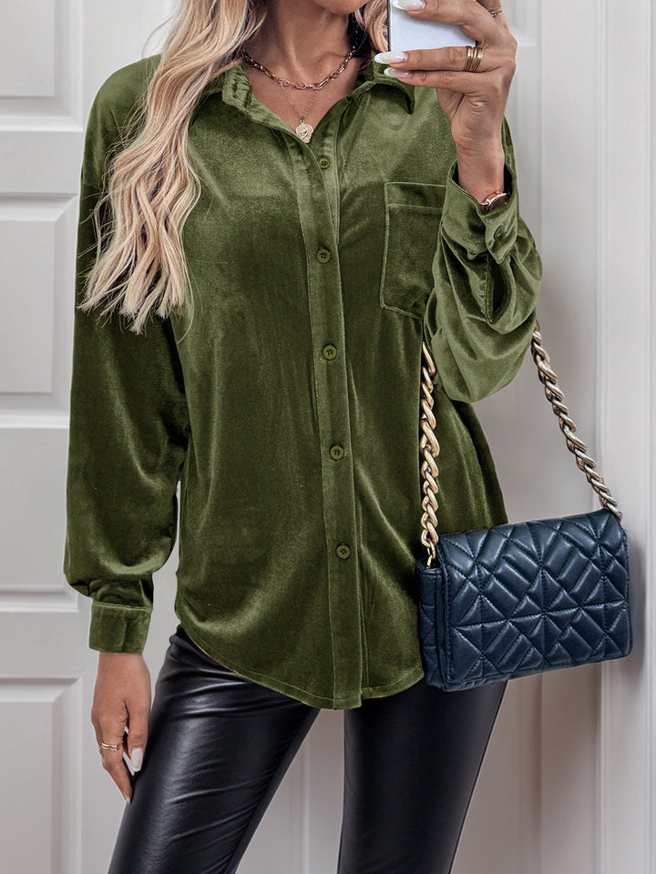 Velvet Button Down Top