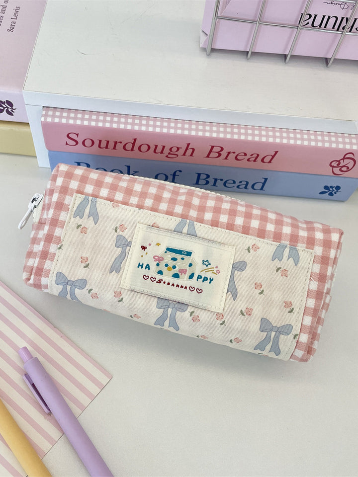 Gingham Bow Pencil Pouch
