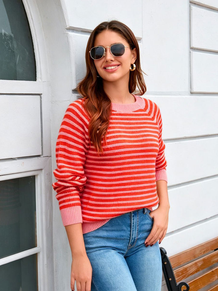 Cozy Stripe Crew Neck Sweater